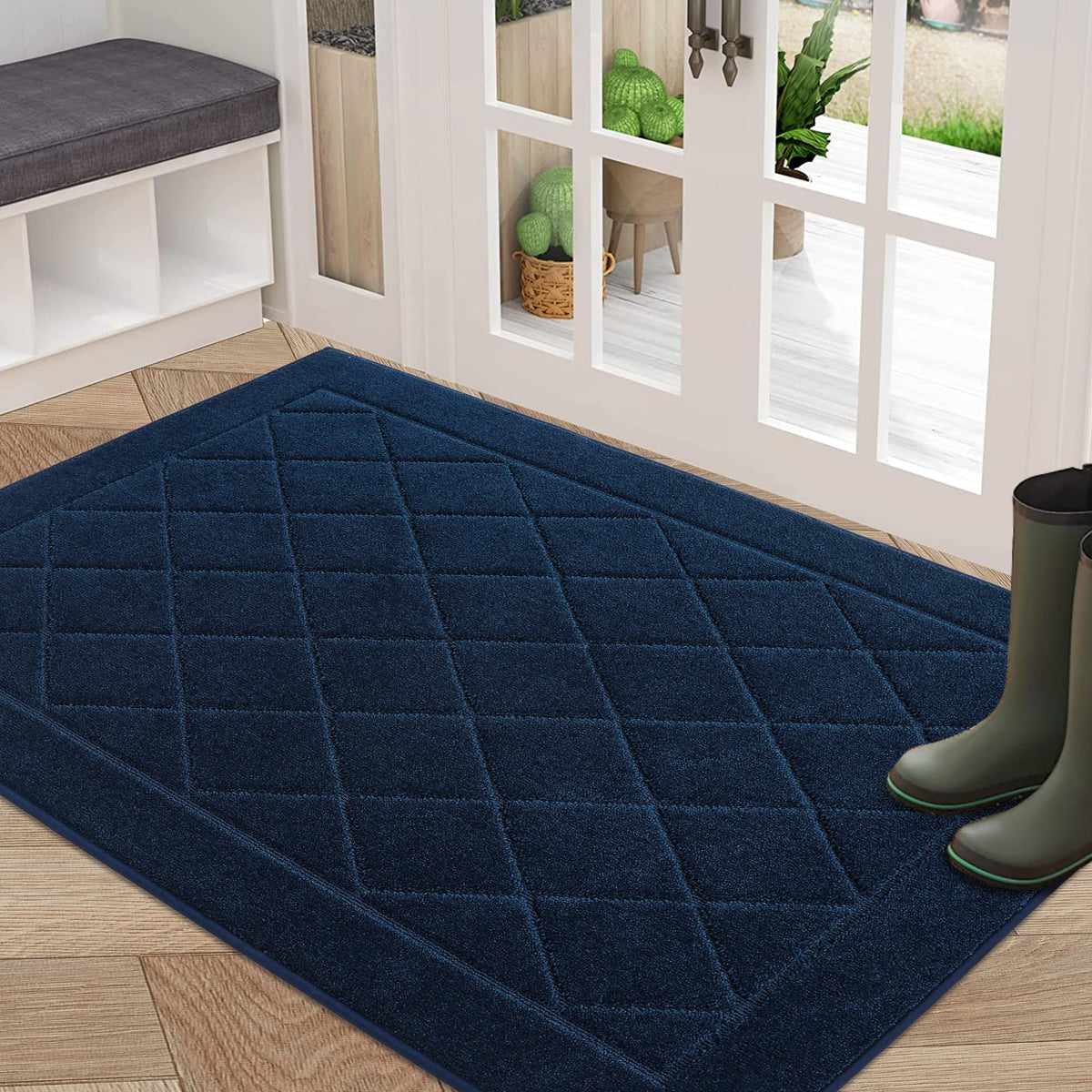 BEQHAUSE Dirt Trapper Door Mat 32" x 48" navy blue front view