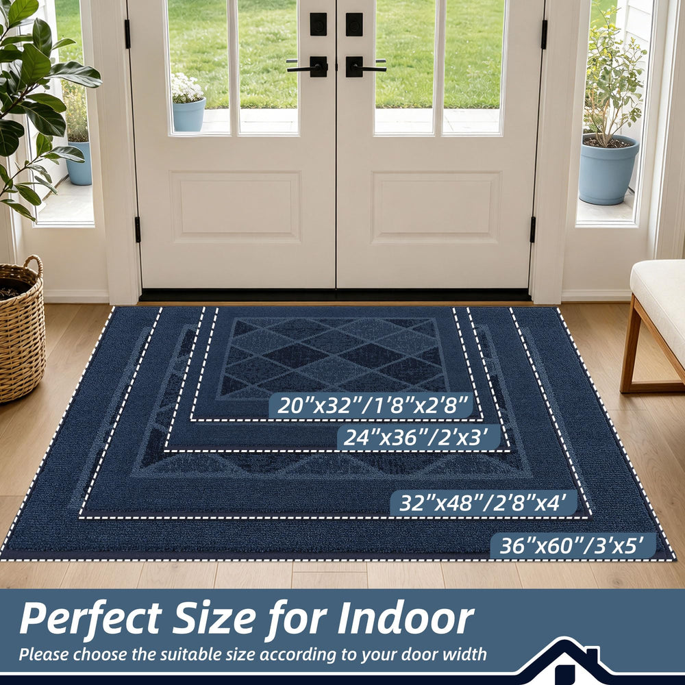 BEQHAUSE Dirt Trapper Door Mat 32" x 48" navy blue side view