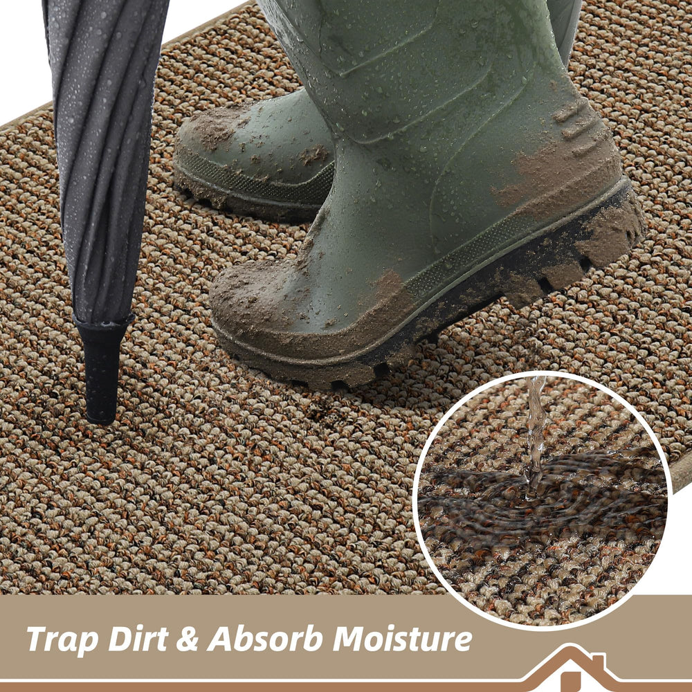 BEQHAUSE Dirt Trapper Door Mat 32" x 72" beige non-slip backing