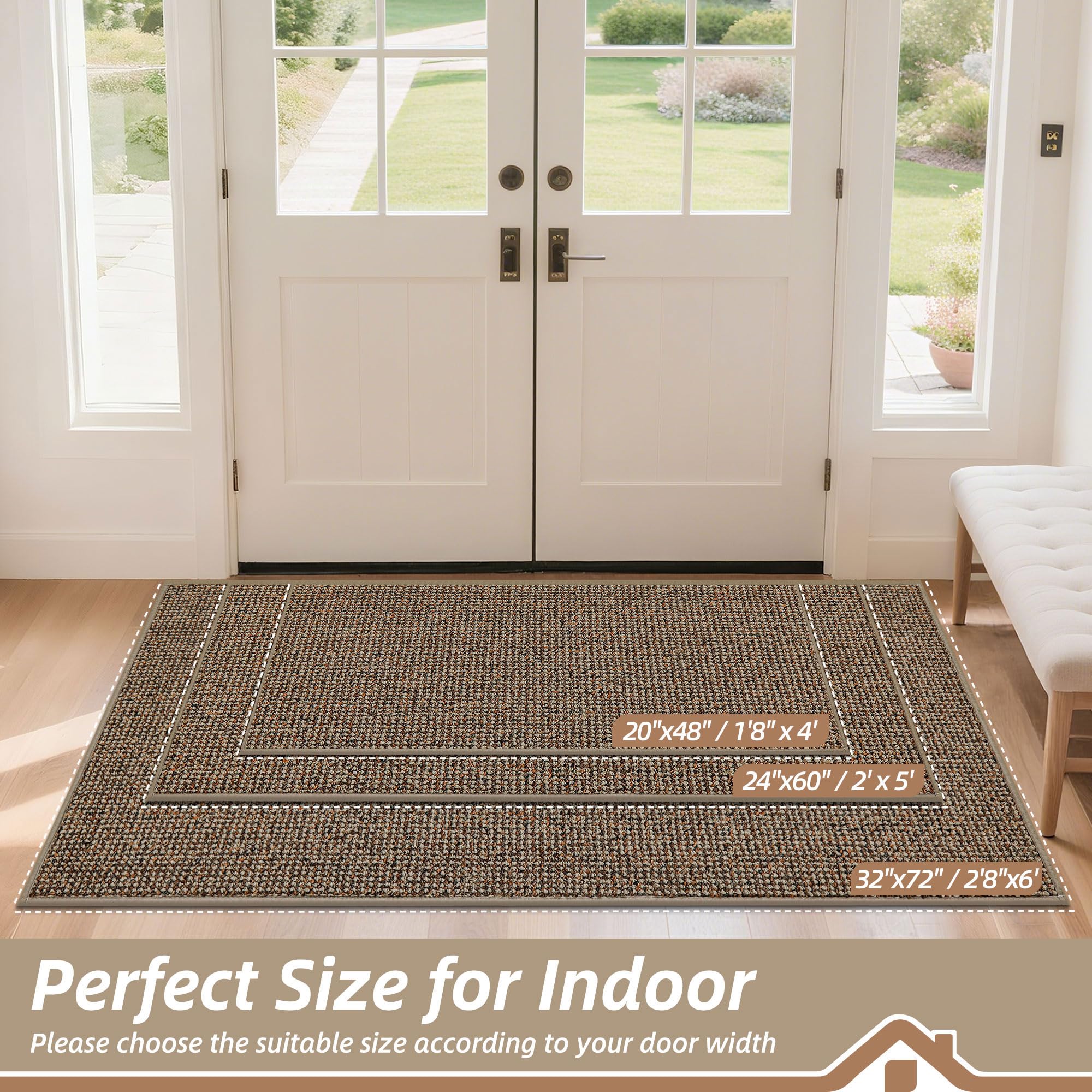 BEQHAUSE Dirt Trapper Door Mat 32" x 72" beige side view