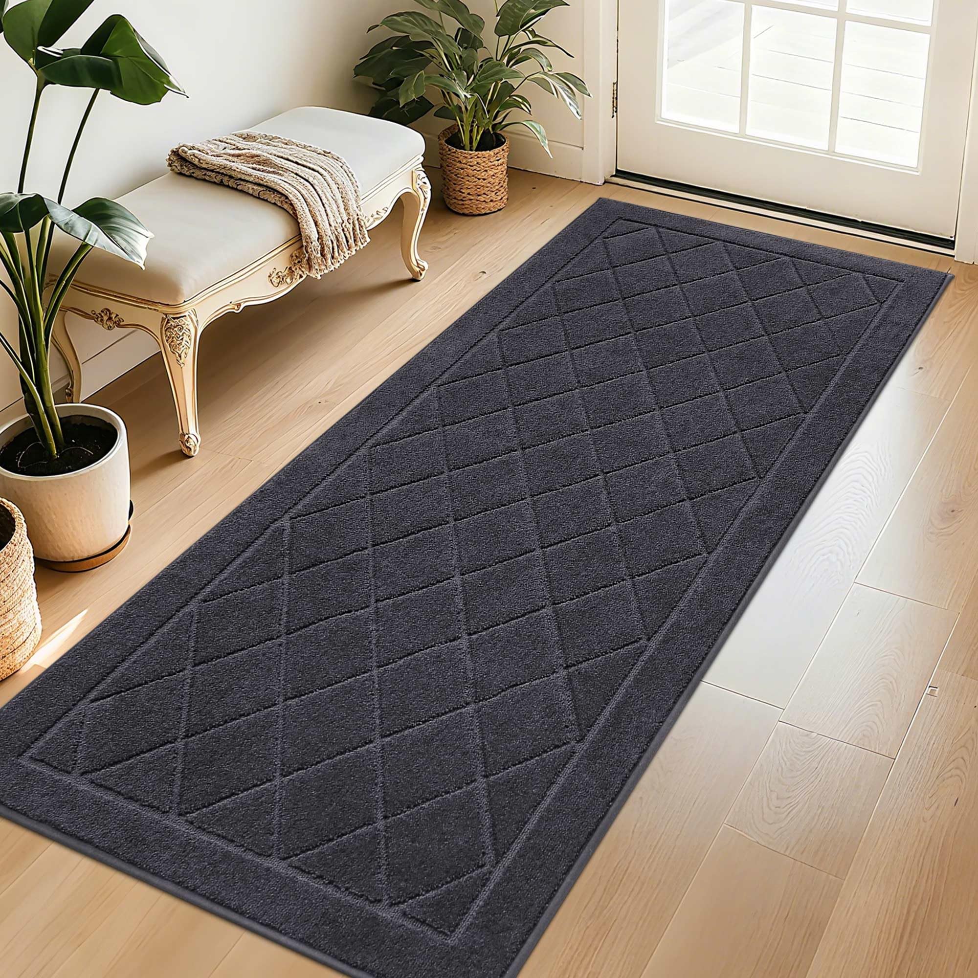 BEQHAUSE Dirt Trapper Door Mat 32" x 72" dark grey front view