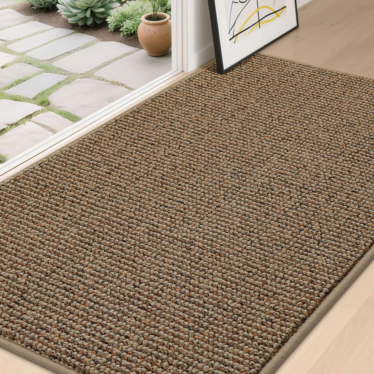 BEQHAUSE Dirt Trapper Door Mat 36" x 60" beige front view