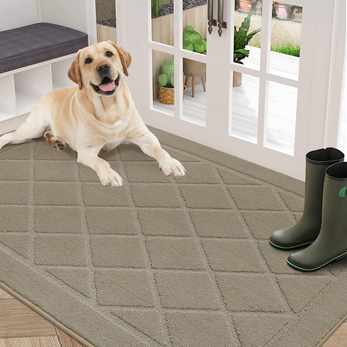 BEQHAUSE Dirt Trapper Door Mat 36" x 60" beige front view