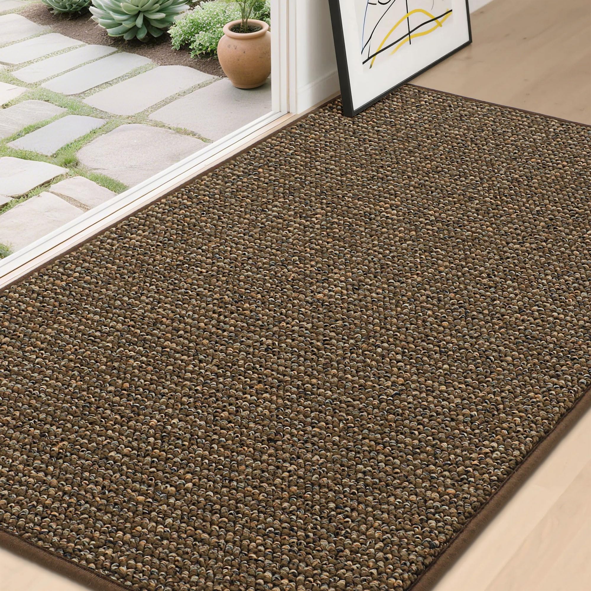 BEQHAUSE Dirt Trapper Door Mat 36" x 60" front view, brown