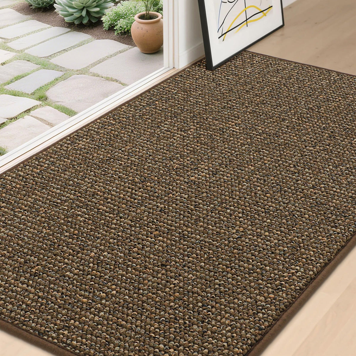 BEQHAUSE Dirt Trapper Door Mat 36" x 60" front view, brown
