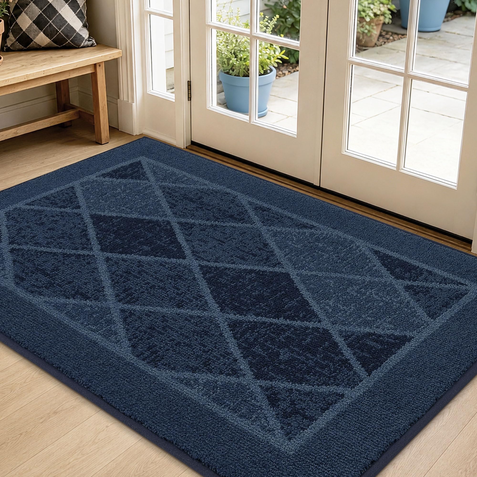 BEQHAUSE Dirt Trapper Door Mat 36" x 60" navy blue front view