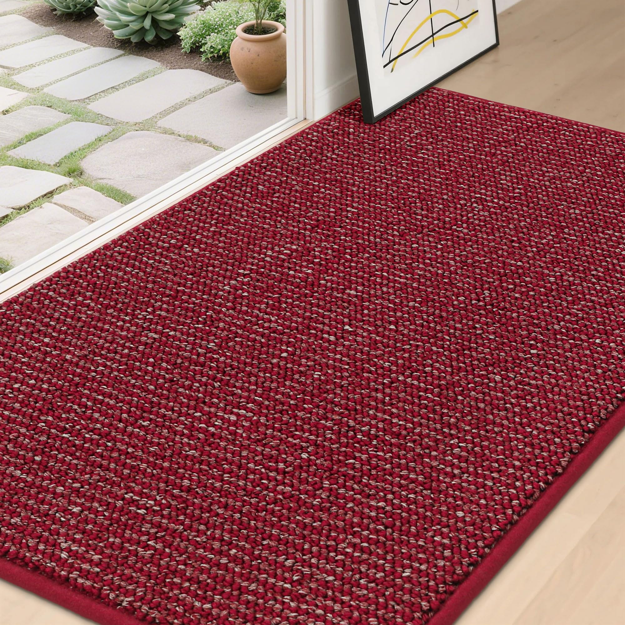 BEQHAUSE Dirt Trapper Door Mat 36" x 60" red front view