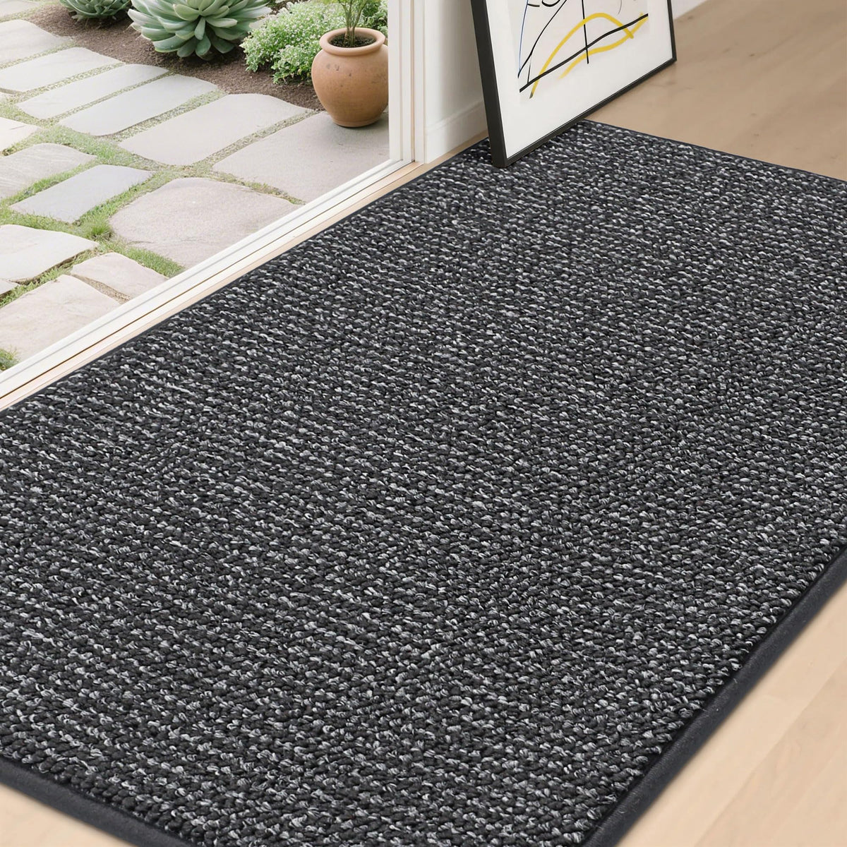 BEQHAUSE Dirt Trapper Door Mat 36"x60" front view in charcoal