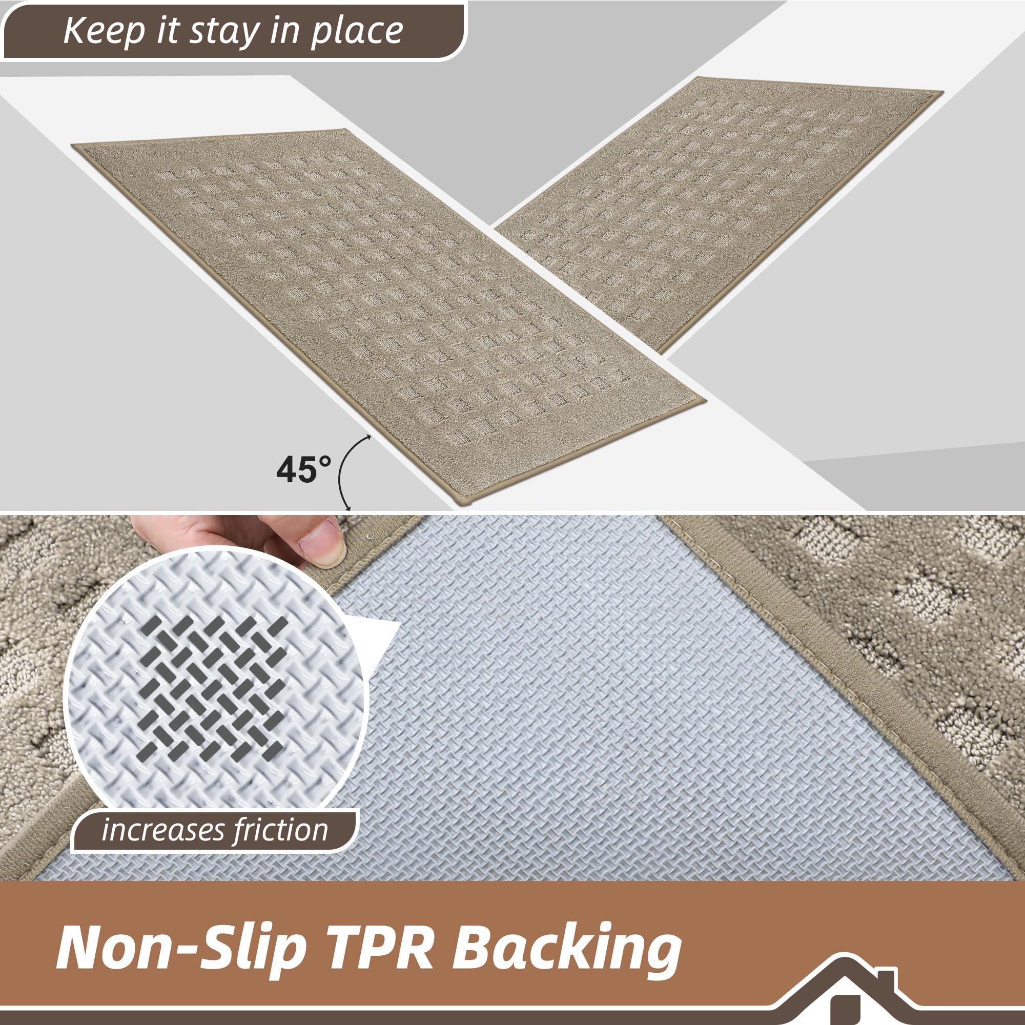 BEQHAUSE Dirt Trapper Door Mat beige non-slip backing