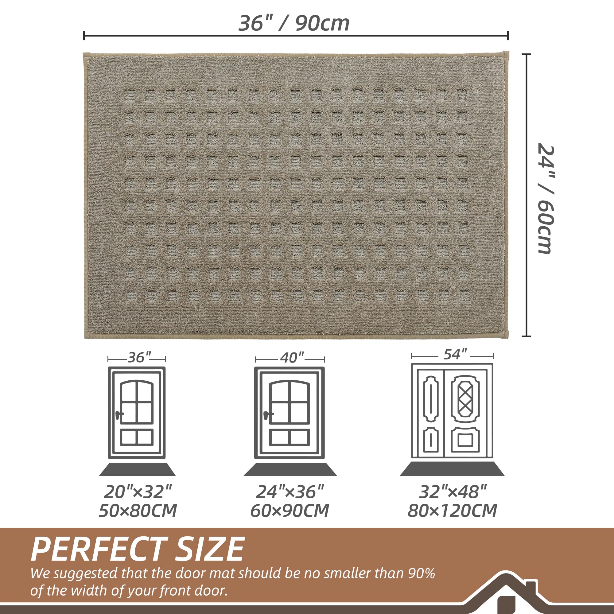 BEQHAUSE Dirt Trapper Door Mat beige side view