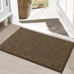 BEQHAUSE Dirt Trapper Door Mat front view, brown color, 20" x 32"
