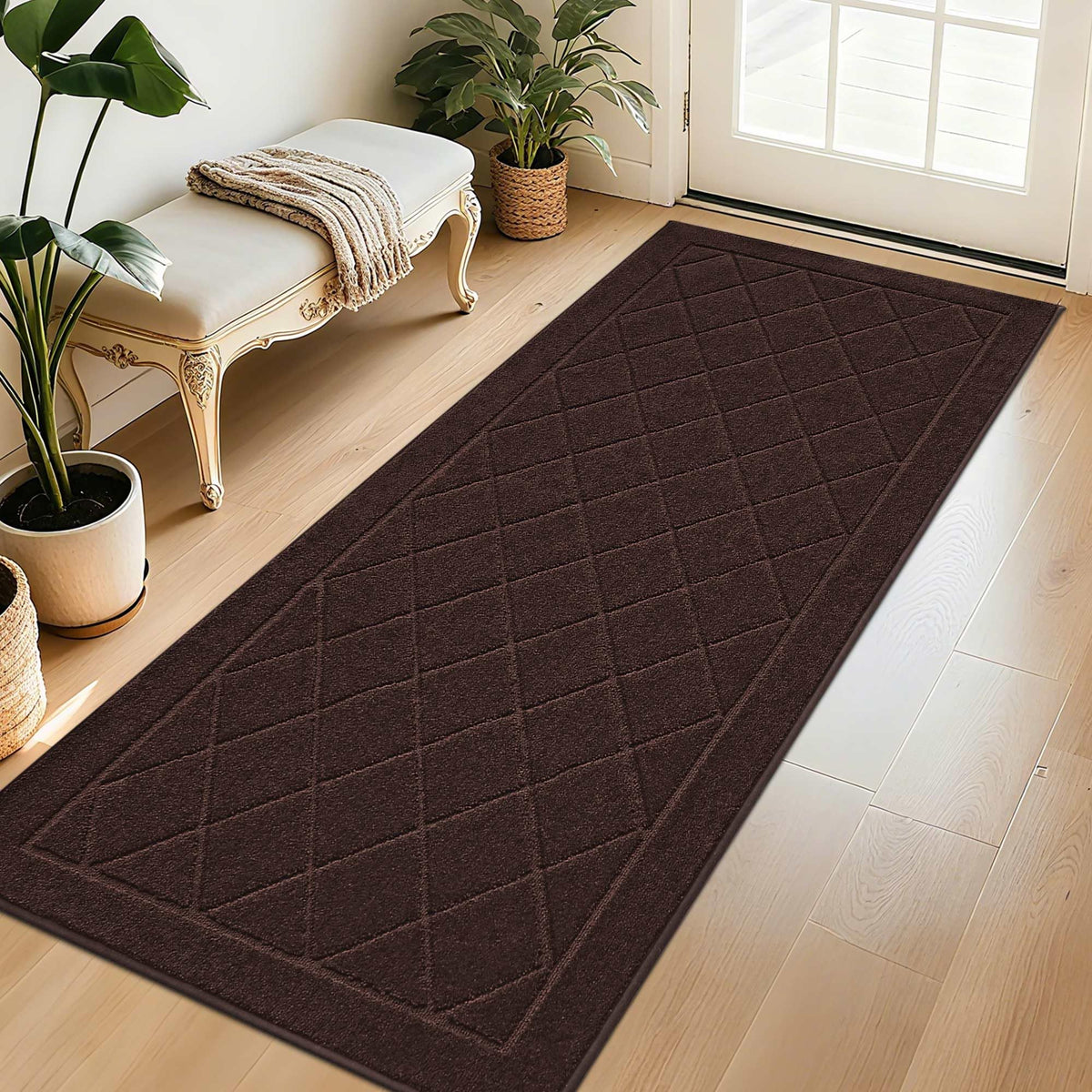 BEQHAUSE Dirt Trapper Door Mat front view, brown colour