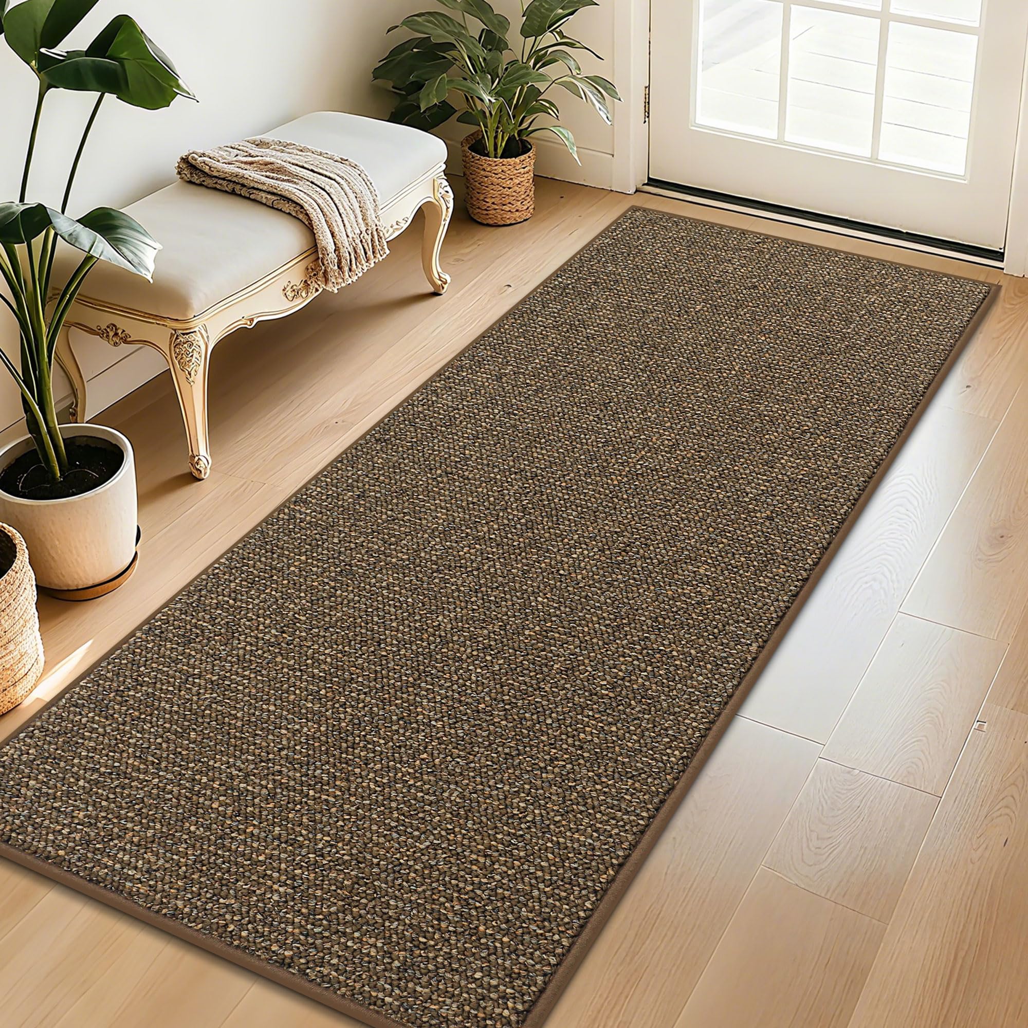BEQHAUSE Dirt Trapper Door Mat front view, brown colour, 32" x 72"
