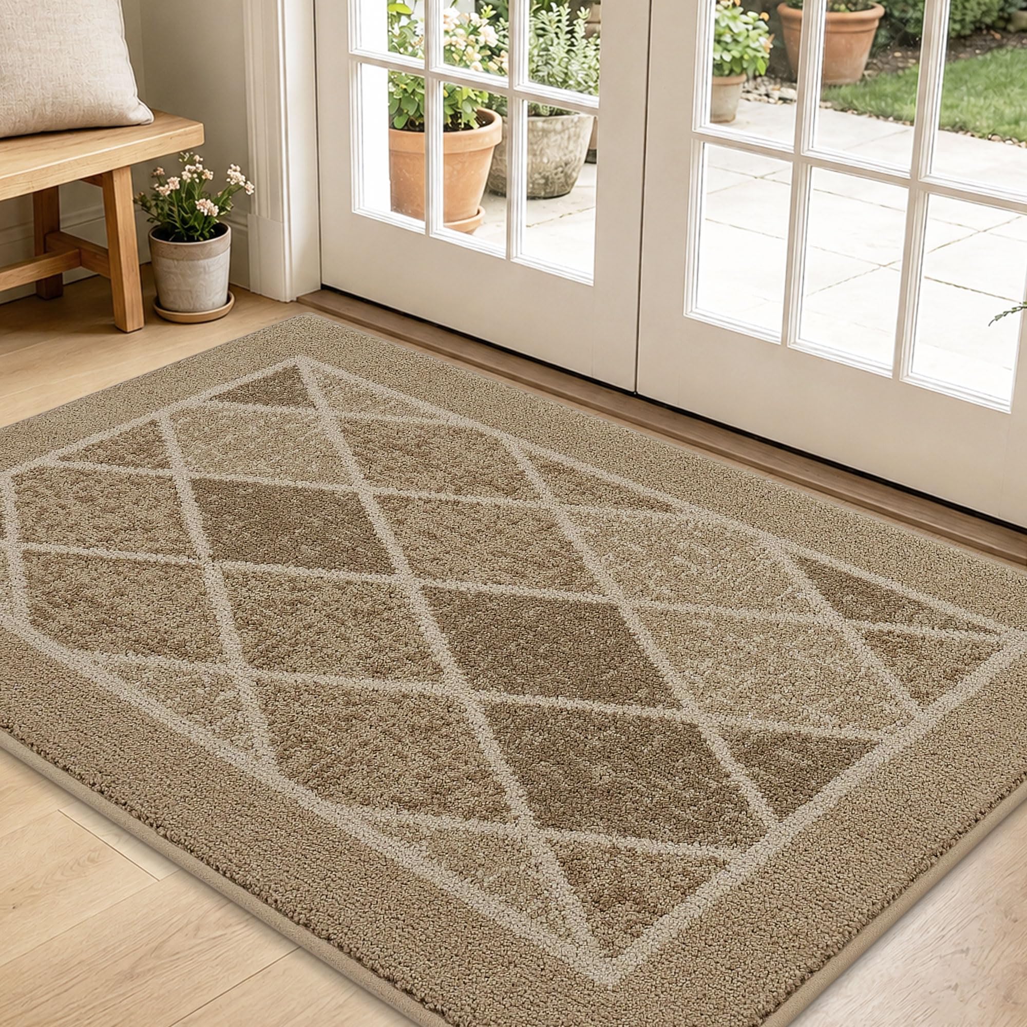 BEQHAUSE Dirt Trapper Door Mat front view in beige