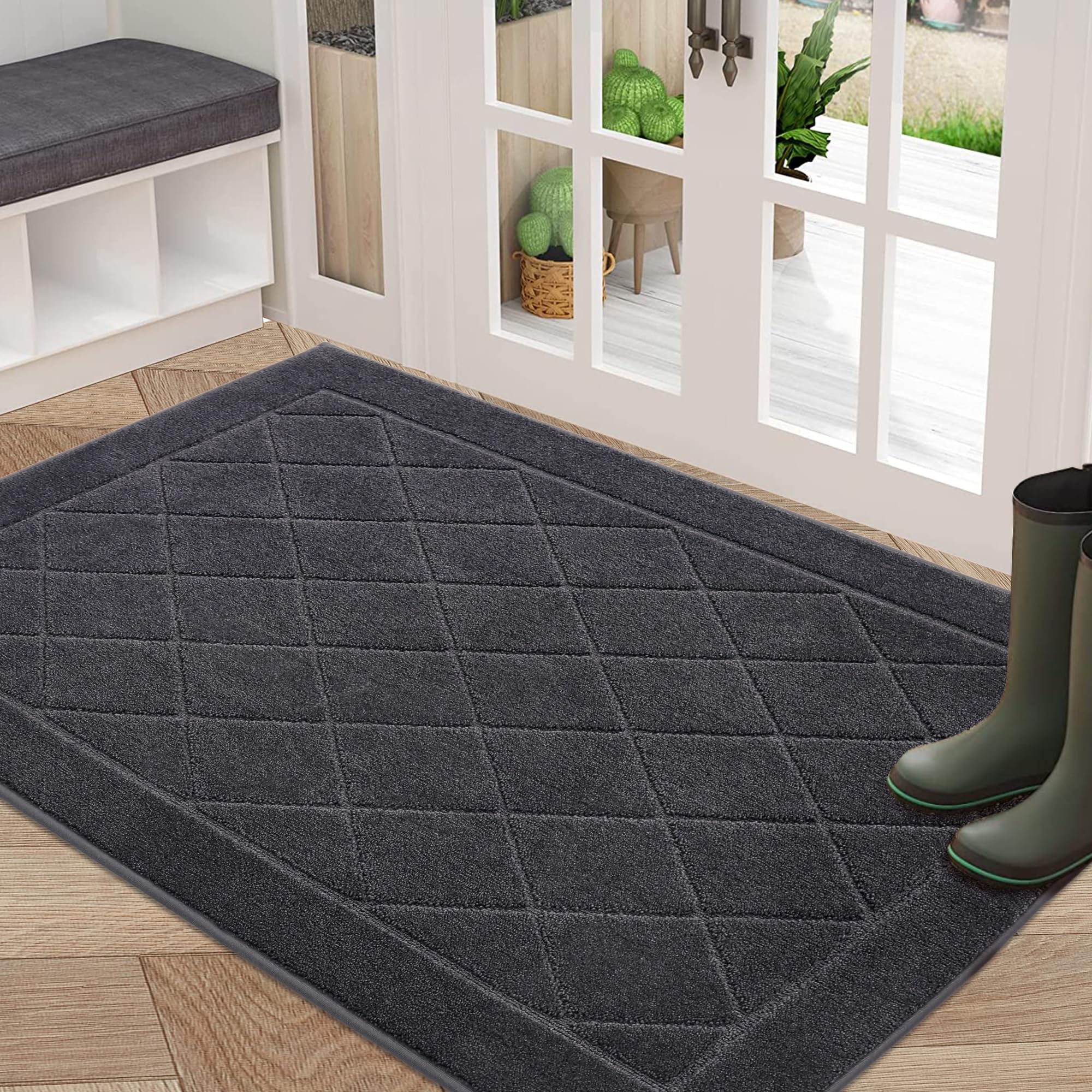 BEQHAUSE Dirt Trapper Door Mat front view in dark grey