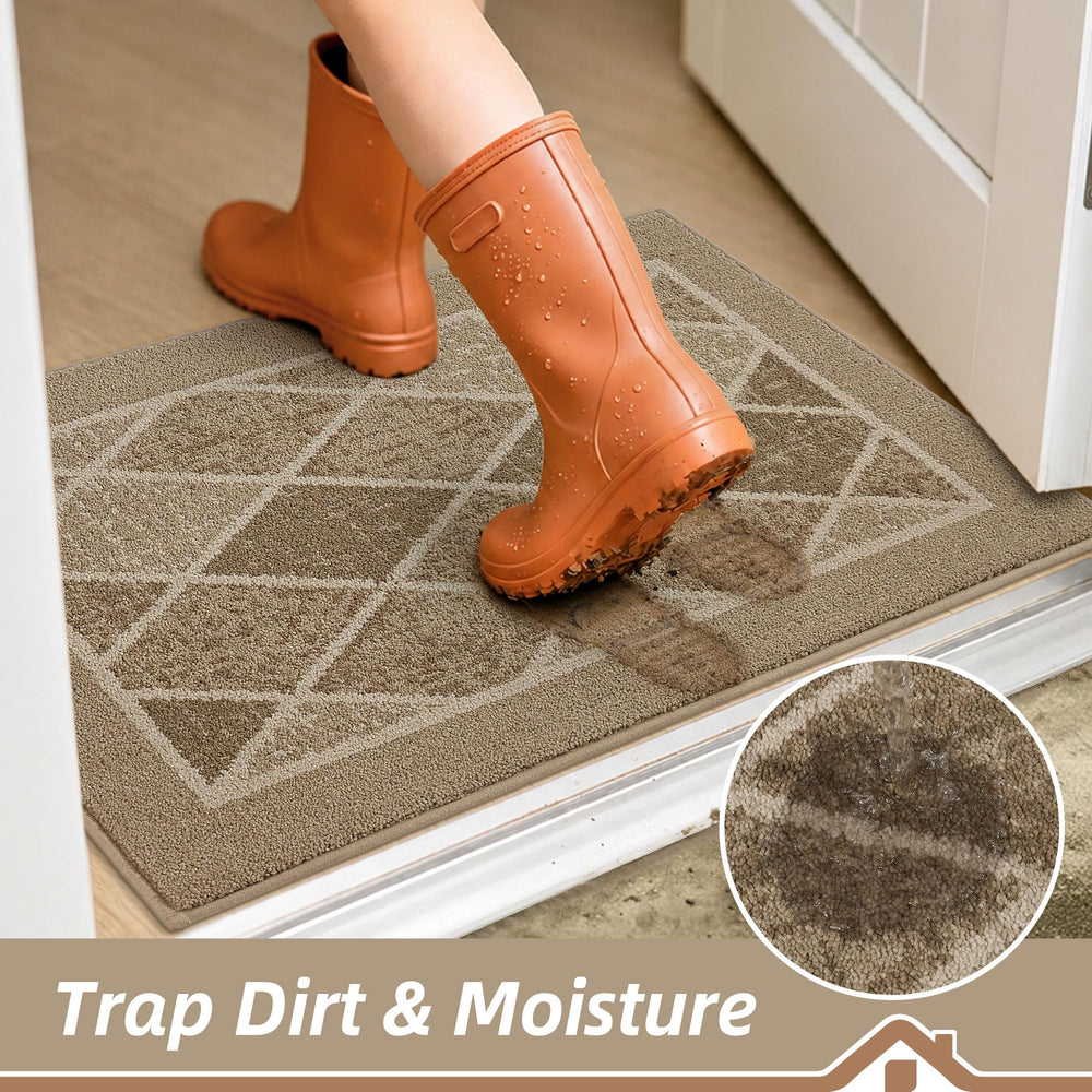 BEQHAUSE Dirt Trapper Door Mat non-slip backing close-up