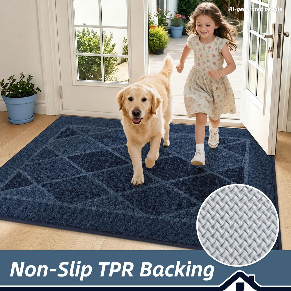 BEQHAUSE Dirt Trapper Door Mat non-slip backing close-up