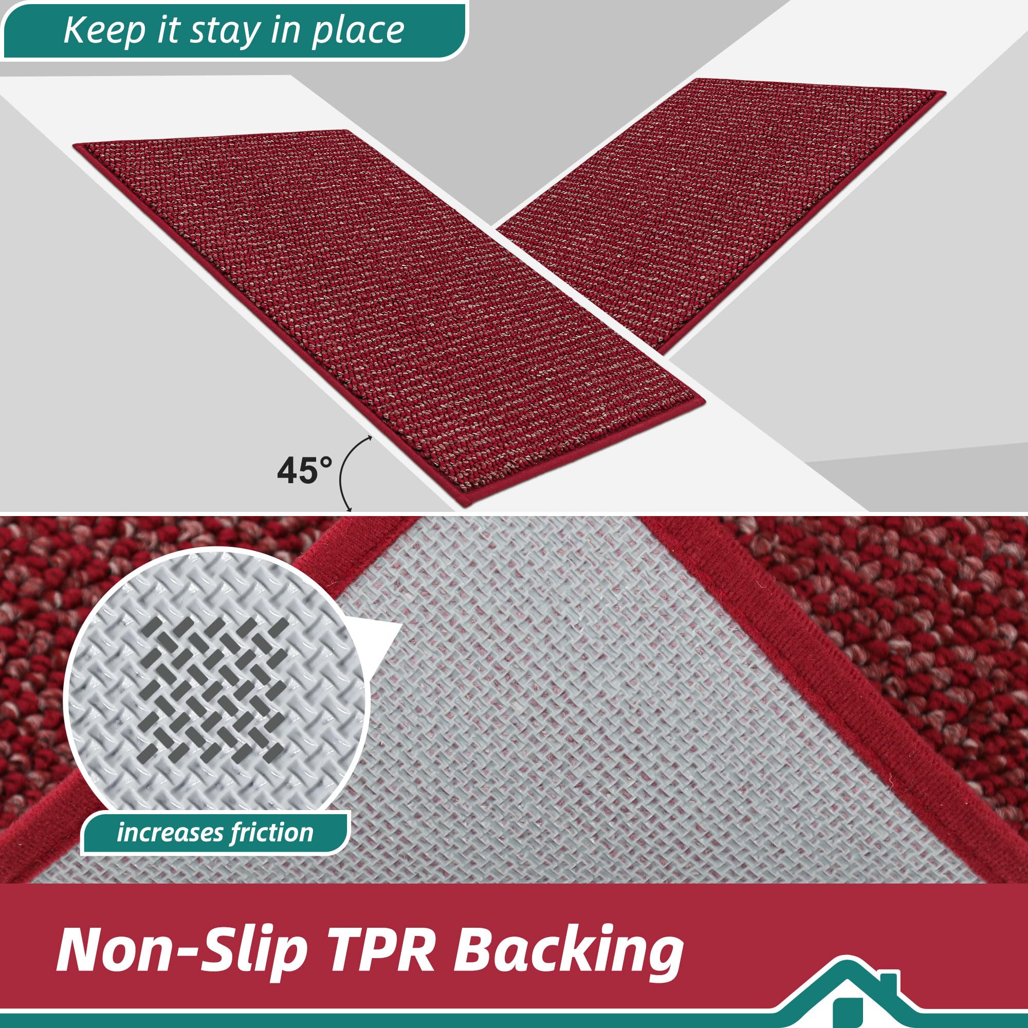 BEQHAUSE Dirt Trapper Door Mat red with dirt scraped off