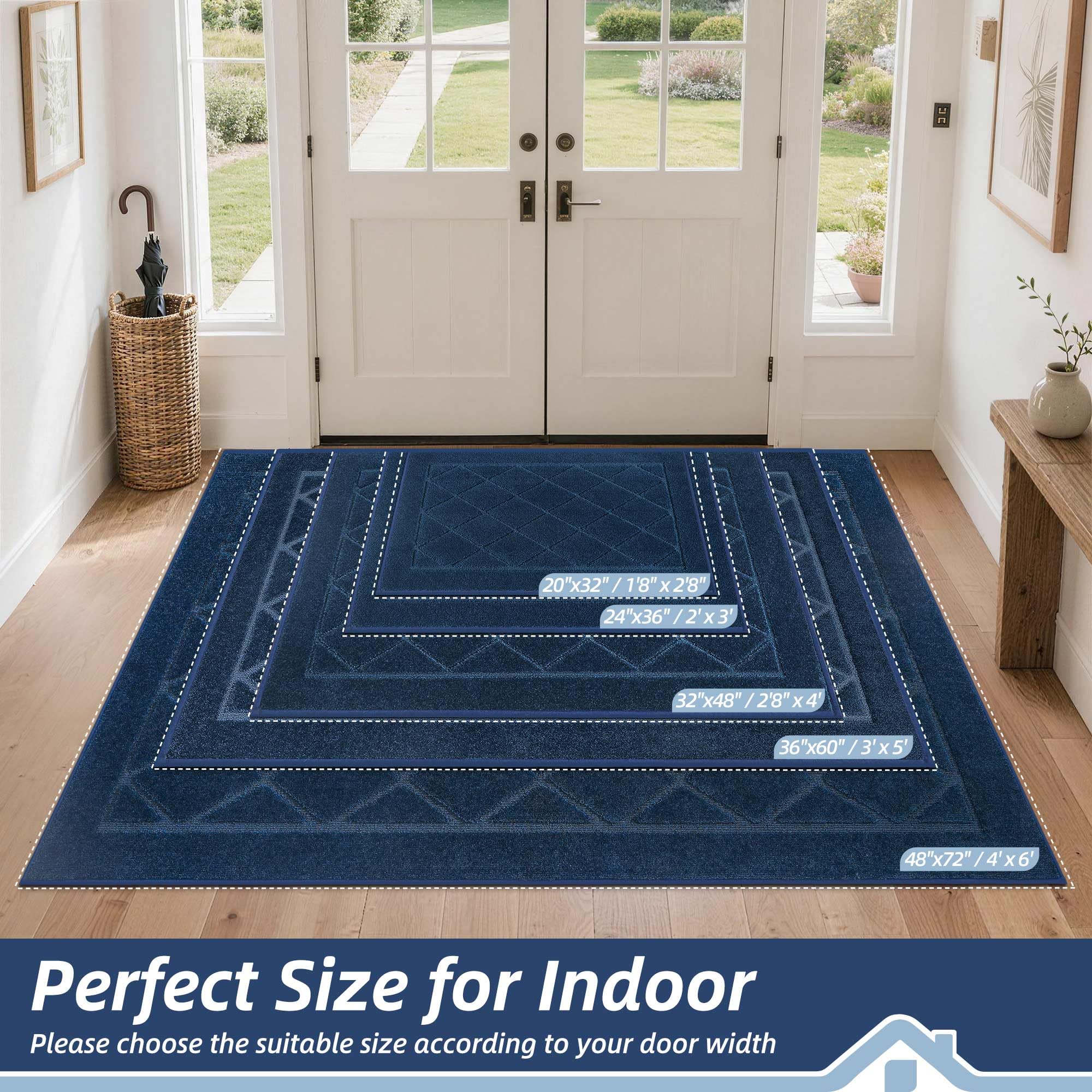 BEQHAUSE Dirt Trapper Door Mat showing non-slip backing