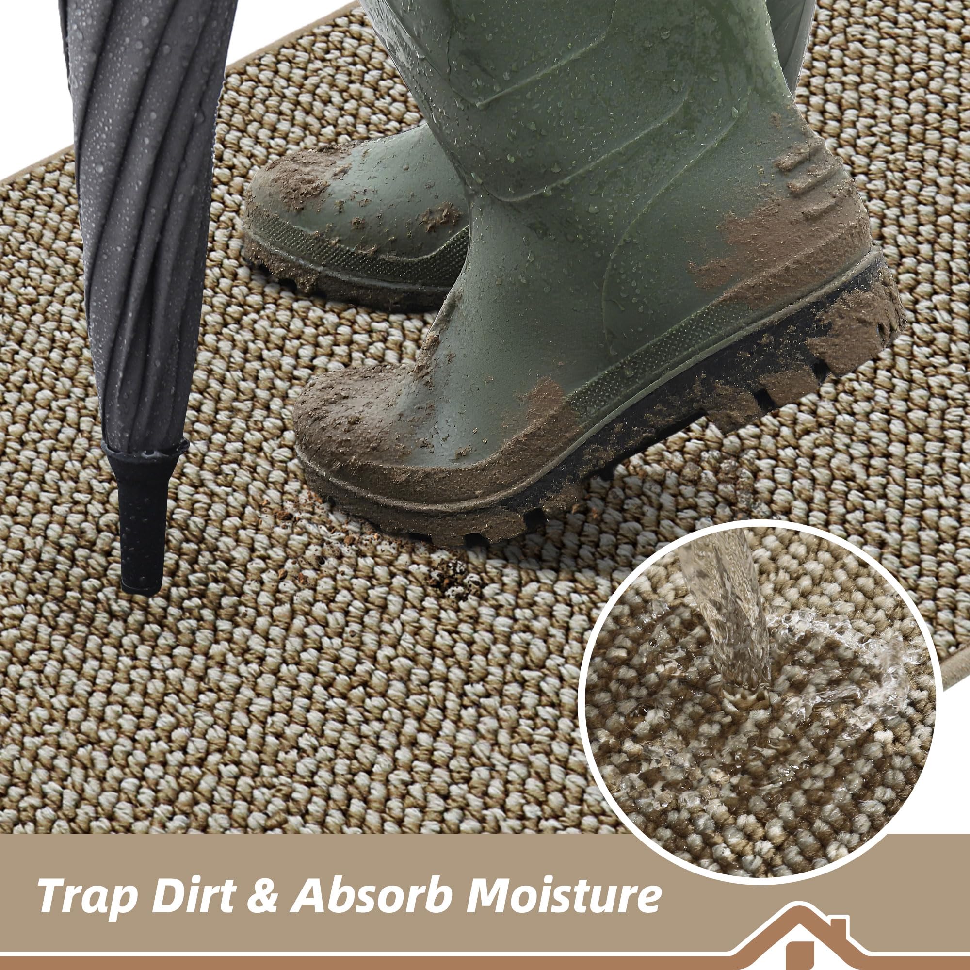 BEQHAUSE Dirt Trapper Door Mat showing non-slip backing