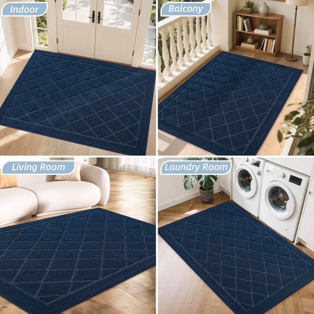 BEQHAUSE Dirt Trapper Door Mat with a broom for cleaning