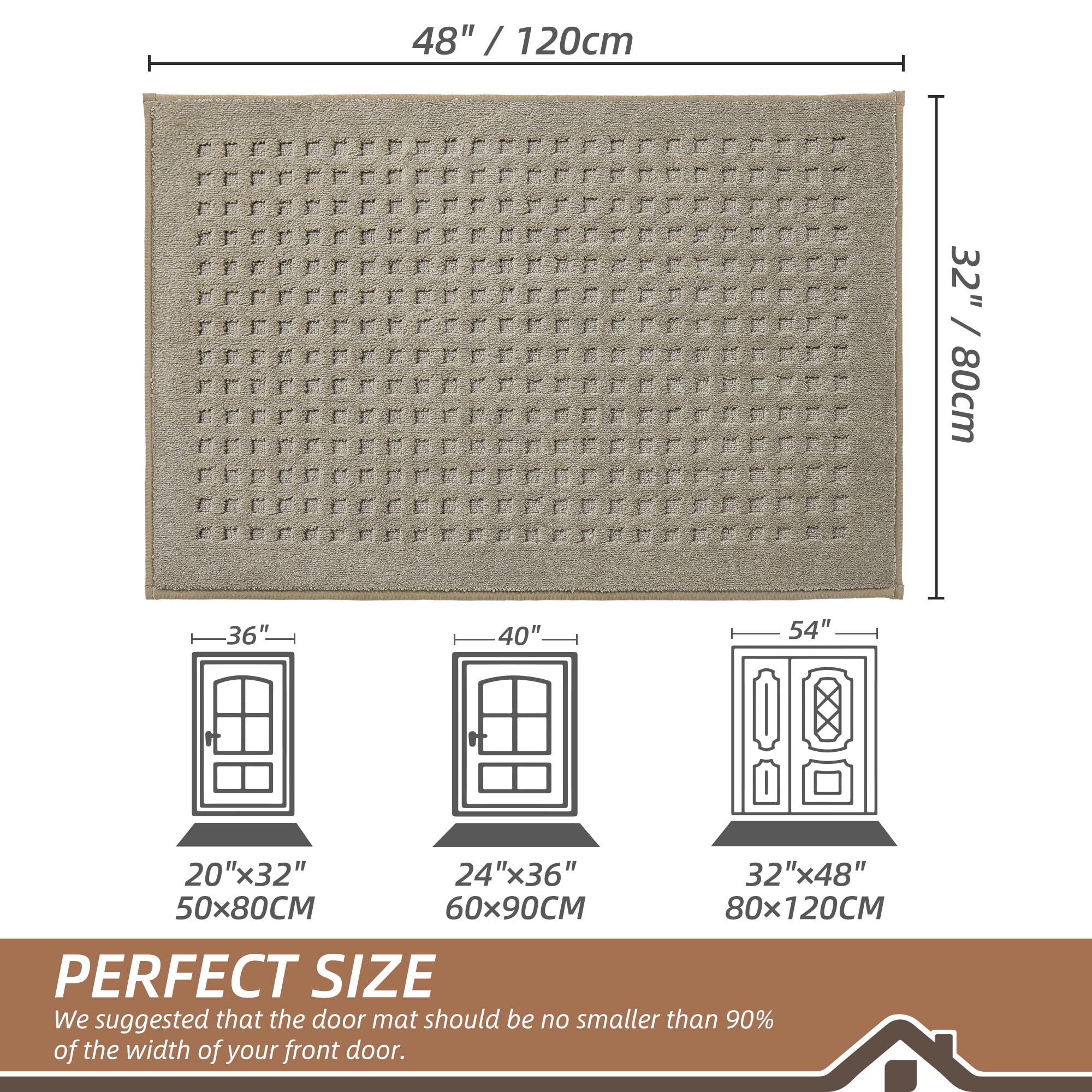 BEQHAUSE door mat beige with waffle pattern