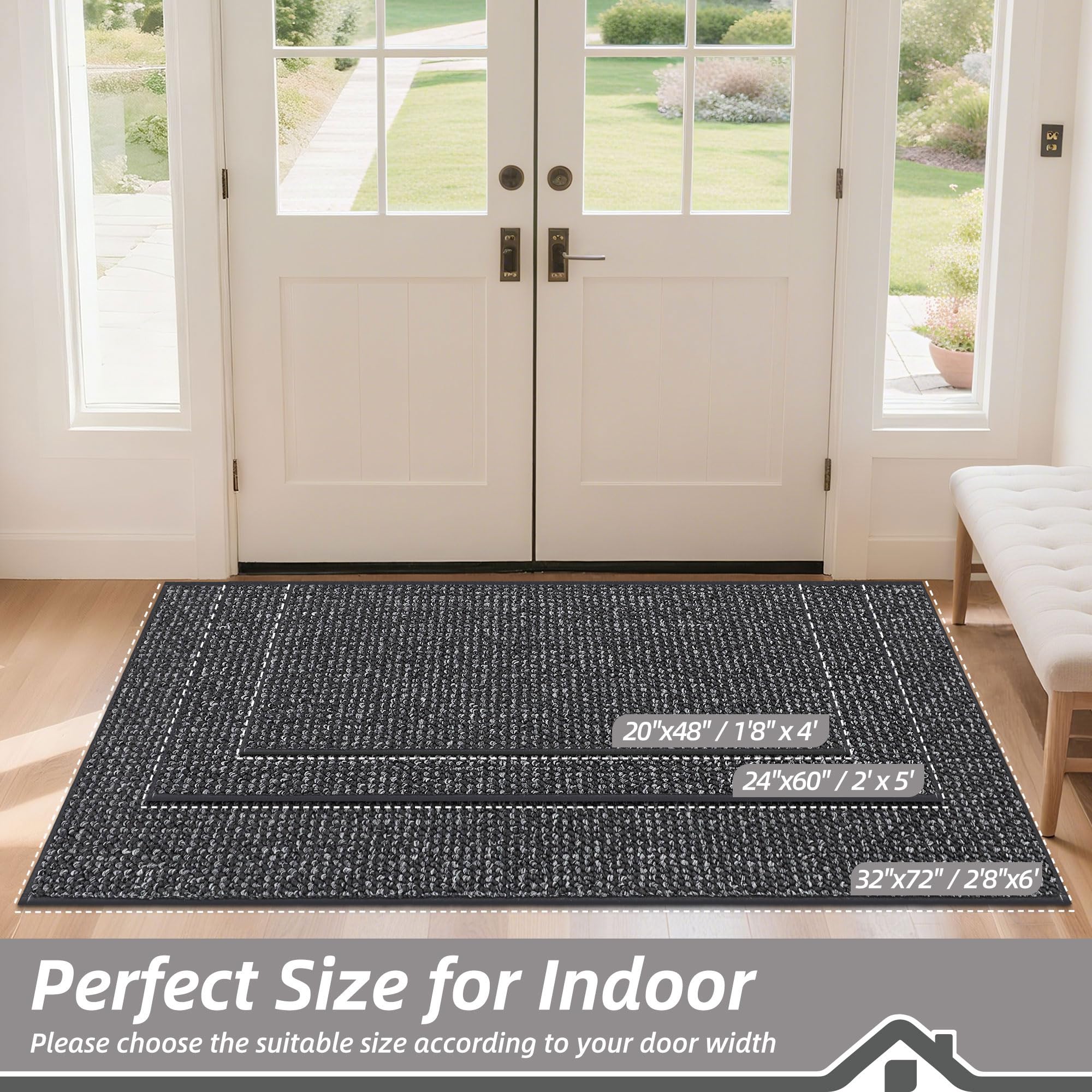 BEQHAUSE door mat showing non-slip backing