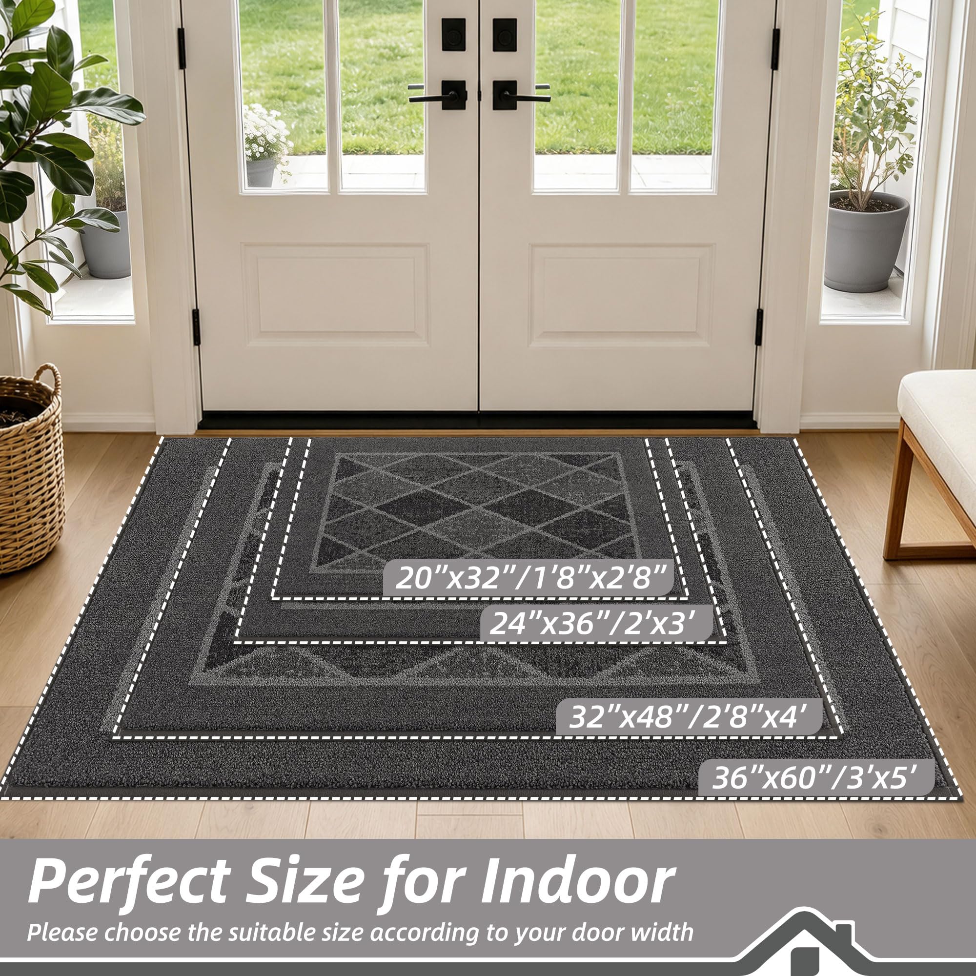 BEQHAUSE door mat with geometric pattern on outdoor surface
