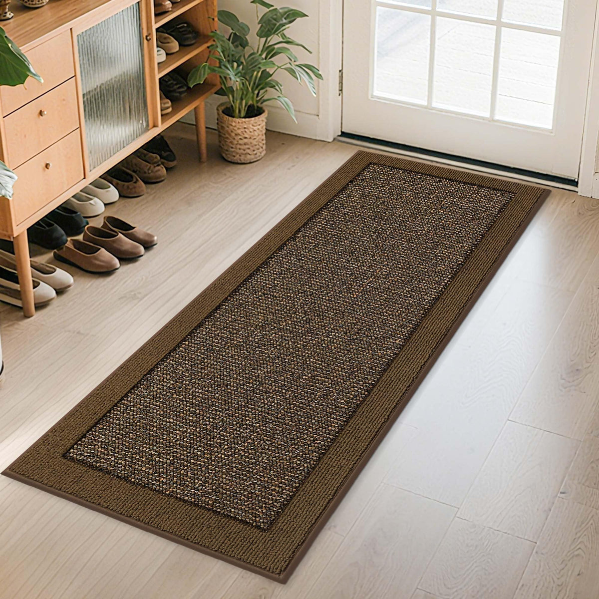BEQHAUSE Indoor Door Mat 24" x 60" brown front view