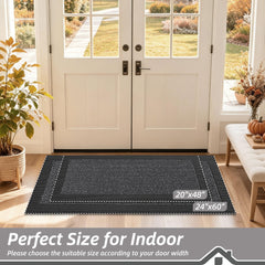 BEQHAUSE Indoor Door Mat 24 x 60 charcoal showing dense yarns
