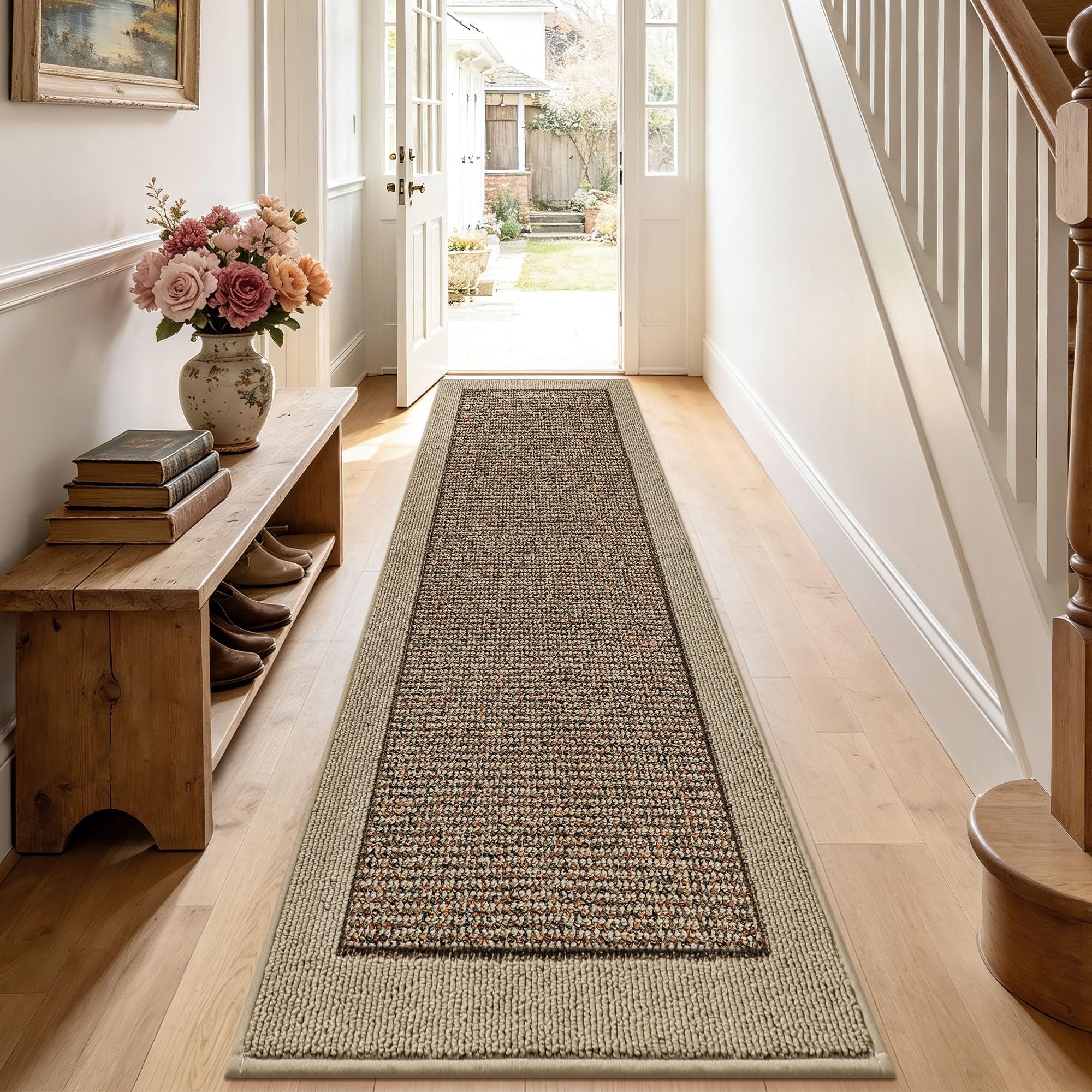 BEQHAUSE Indoor Door Mat 31" x 120" taupe front view