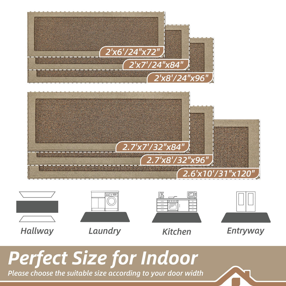 BEQHAUSE Indoor Door Mat 31" x 120" taupe with textured surface