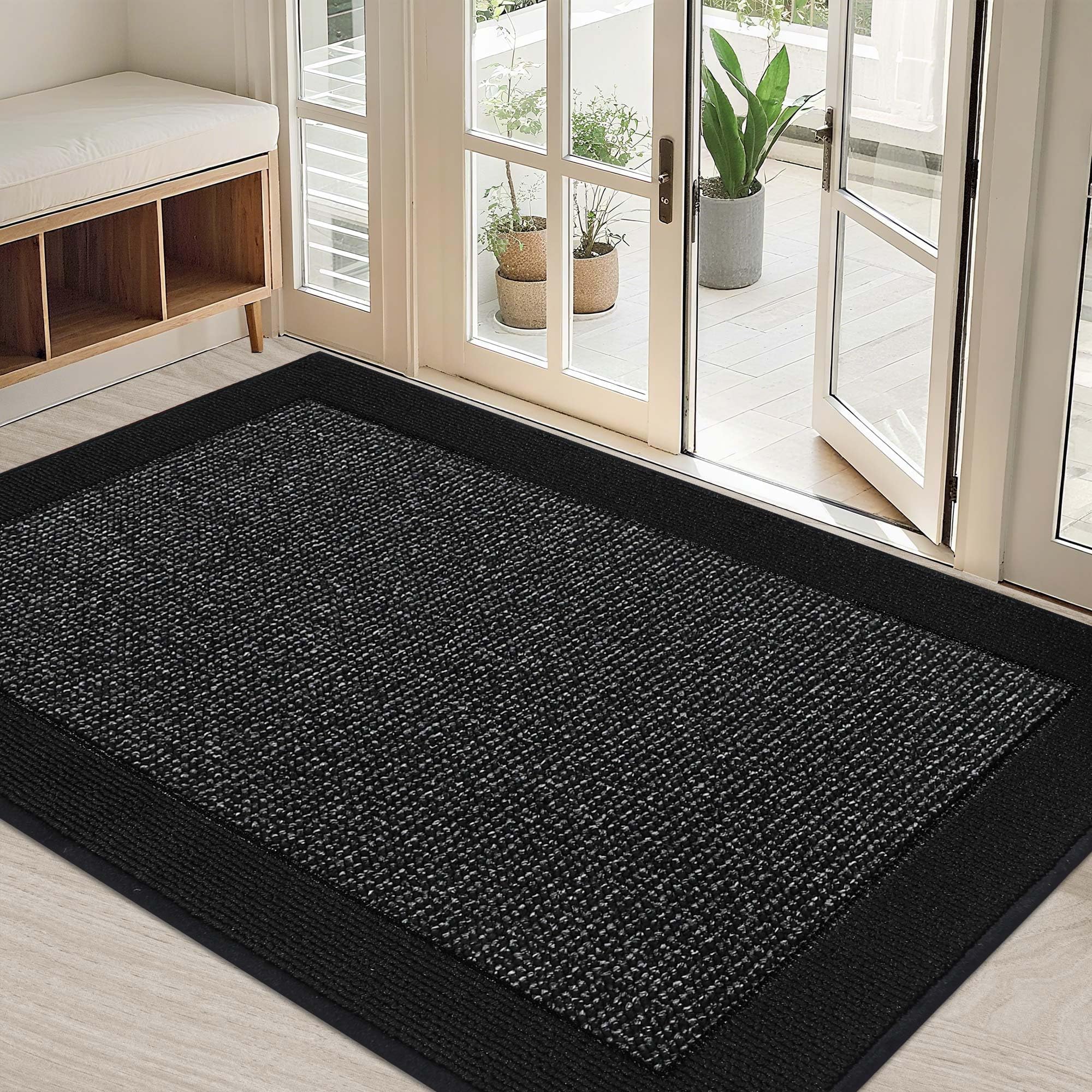 BEQHAUSE Indoor Door Mat 32" x 48" black front view