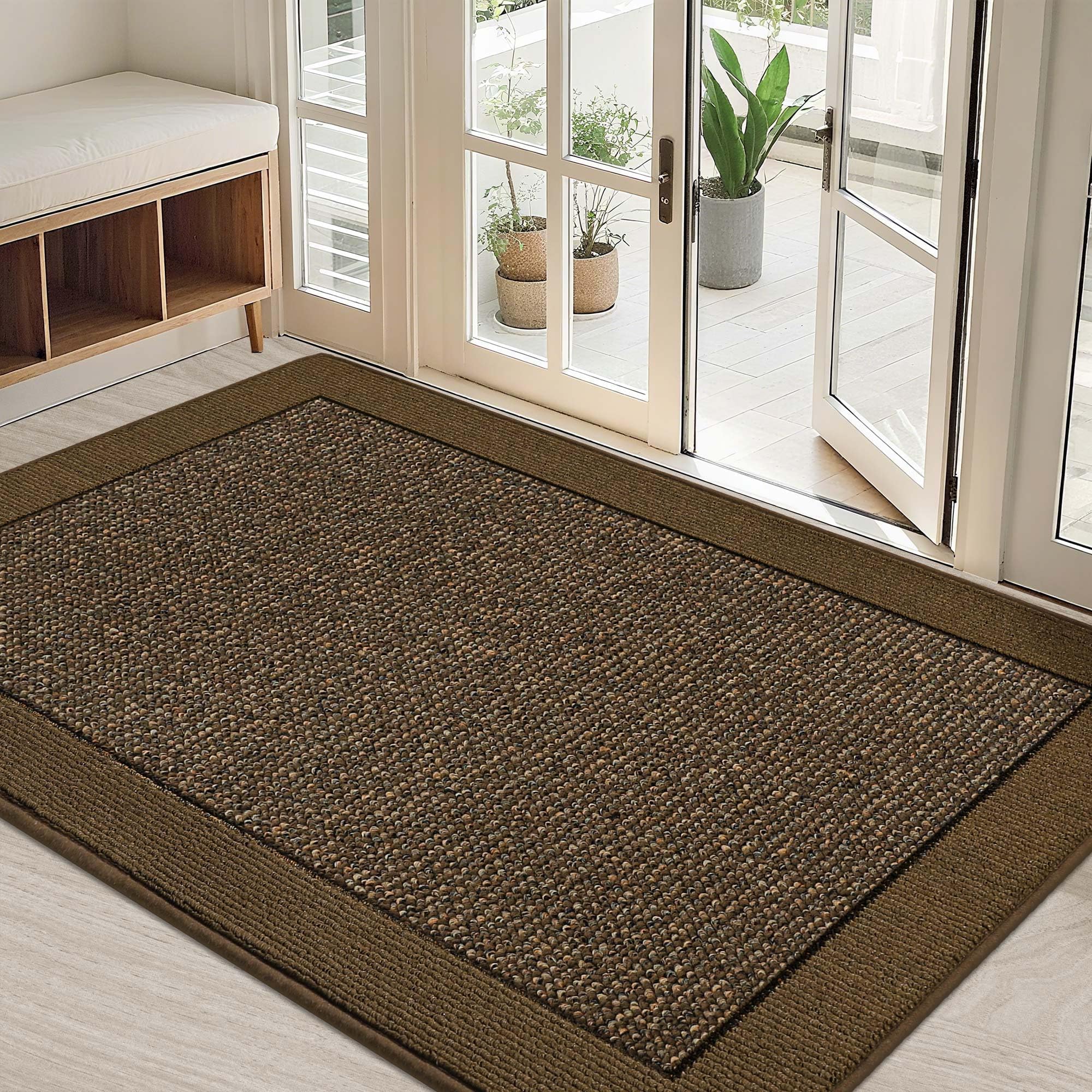 BEQHAUSE Indoor Door Mat 32" x 48" brown front view