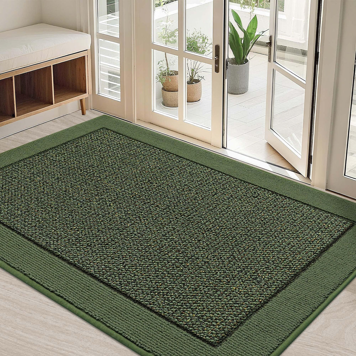 BEQHAUSE Indoor Door Mat 32" x 48" green front view