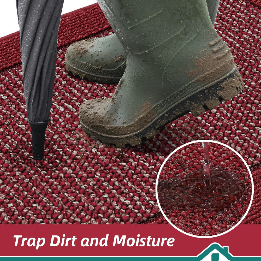 BEQHAUSE Indoor Door Mat 32 x 48 red detail of texture