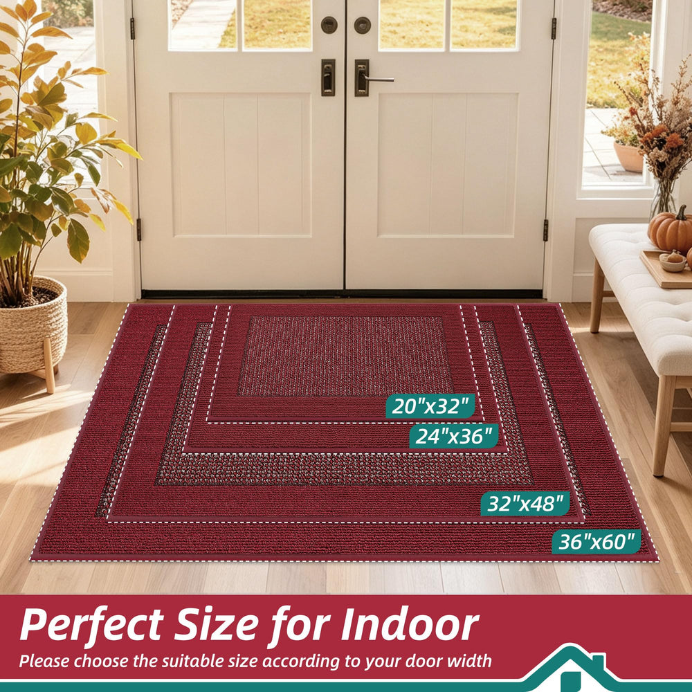 BEQHAUSE Indoor Door Mat 32 x 48 red side view
