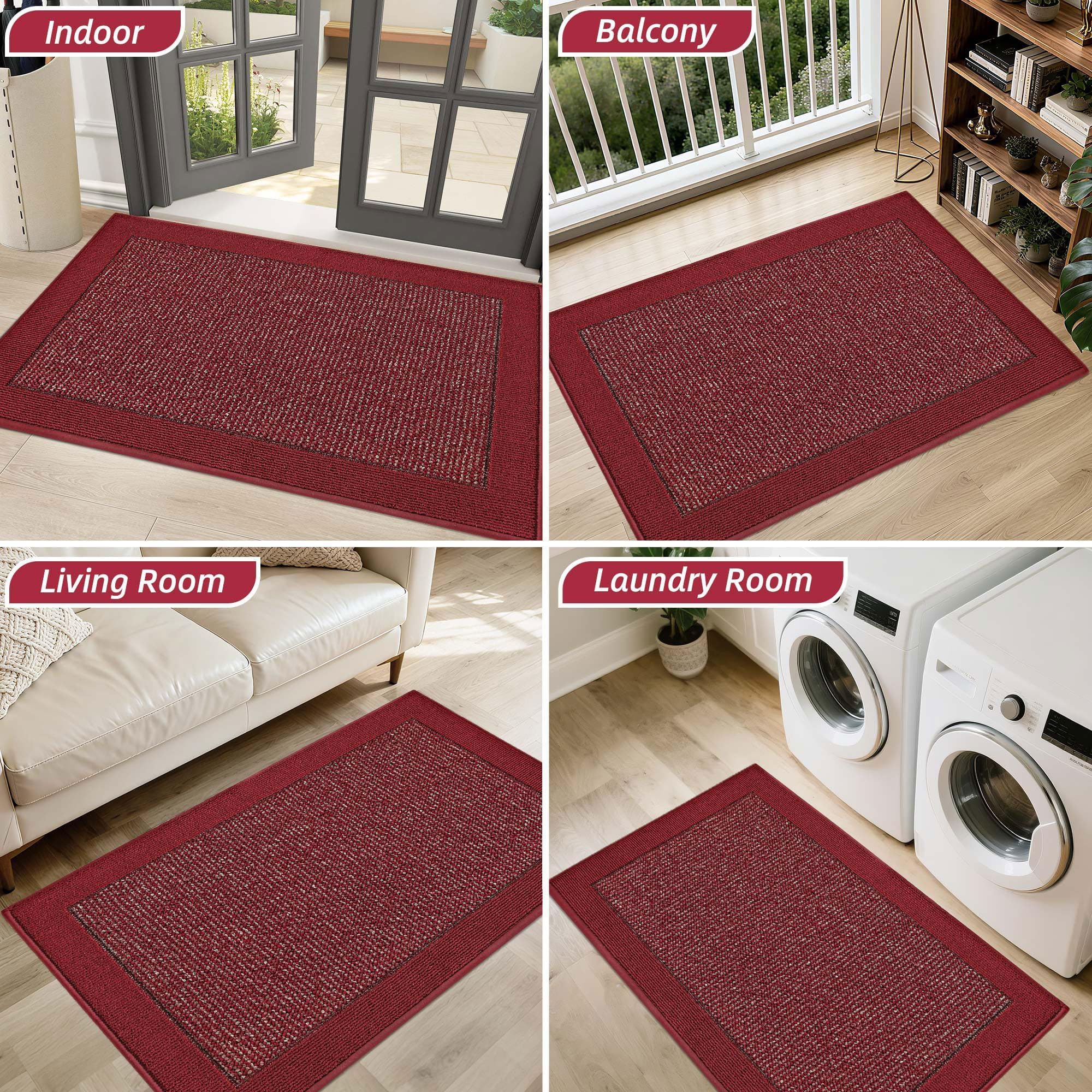 BEQHAUSE Indoor Door Mat 32 x 48 red with door open