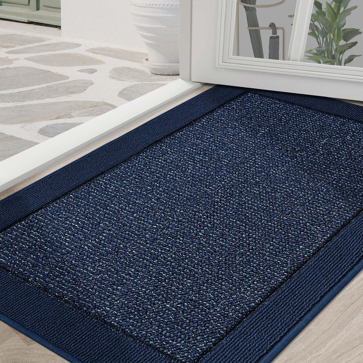 BEQHAUSE Indoor Door Mat 36 x 60 Blue front view