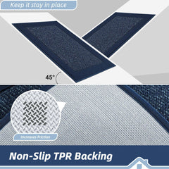 BEQHAUSE Indoor Door Mat 36 x 60 Blue in entryway