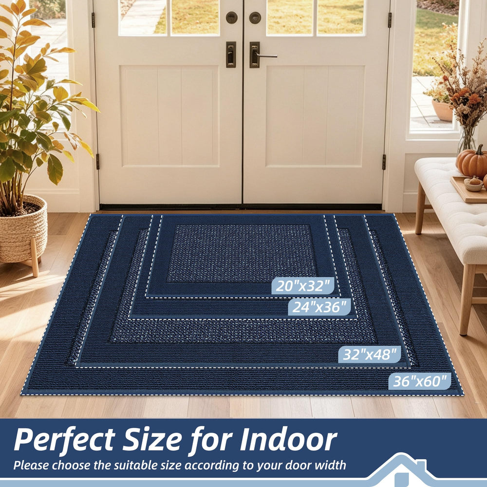 BEQHAUSE Indoor Door Mat 36 x 60 Blue side view