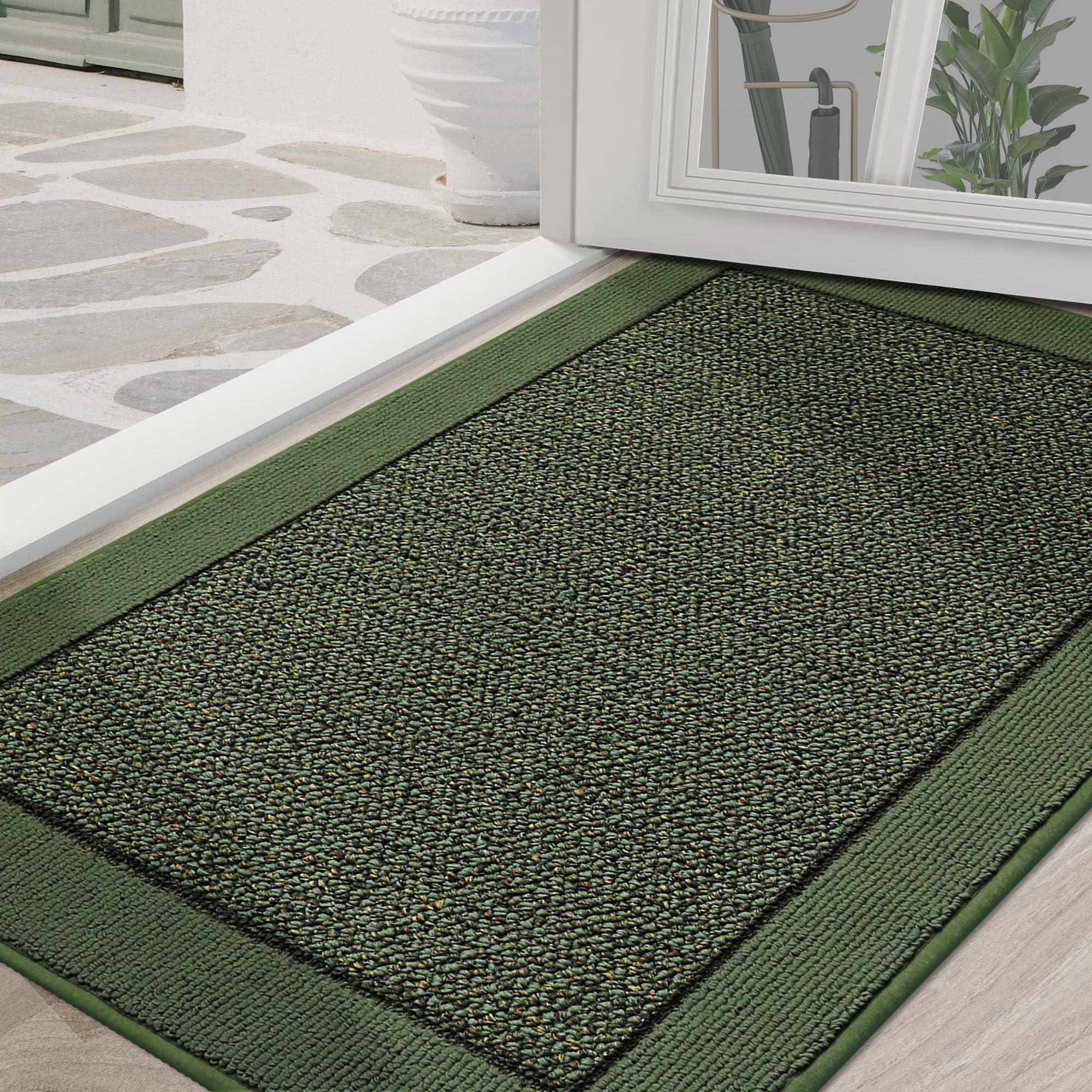 BEQHAUSE Indoor Door Mat 36" x 60" in green, front view