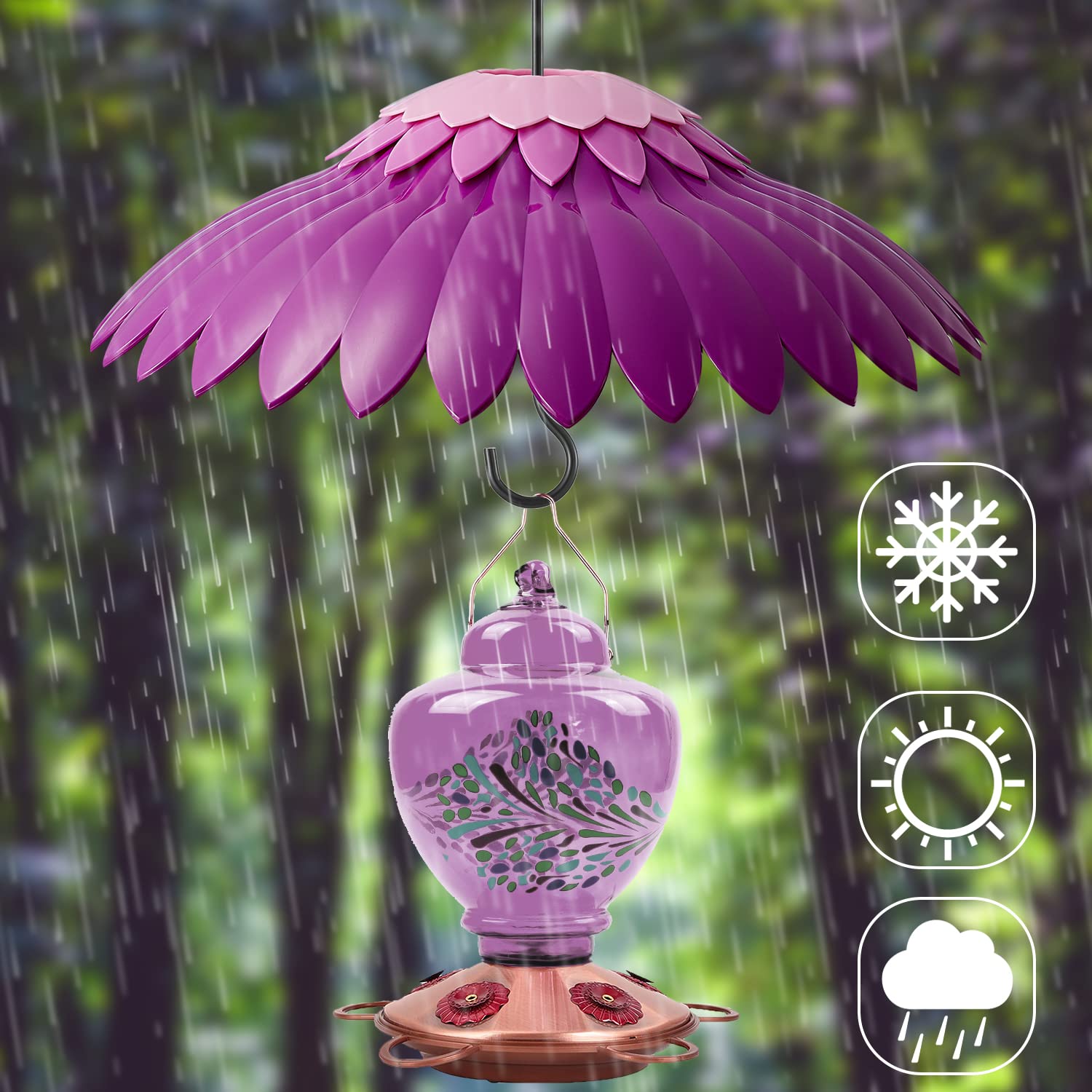 BESERIE 14-inch hummingbird feeder dome on garden pole