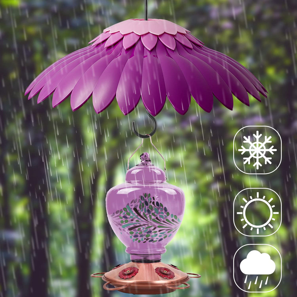 BESERIE 14-inch hummingbird feeder dome on garden pole