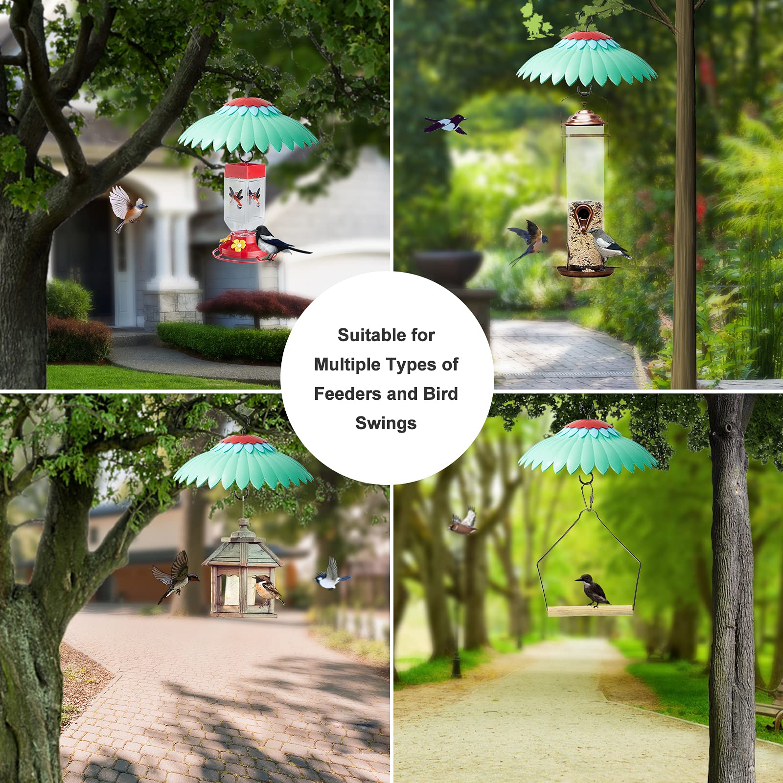 Beserie Bird Feeder Cover 14-inch Green on patio