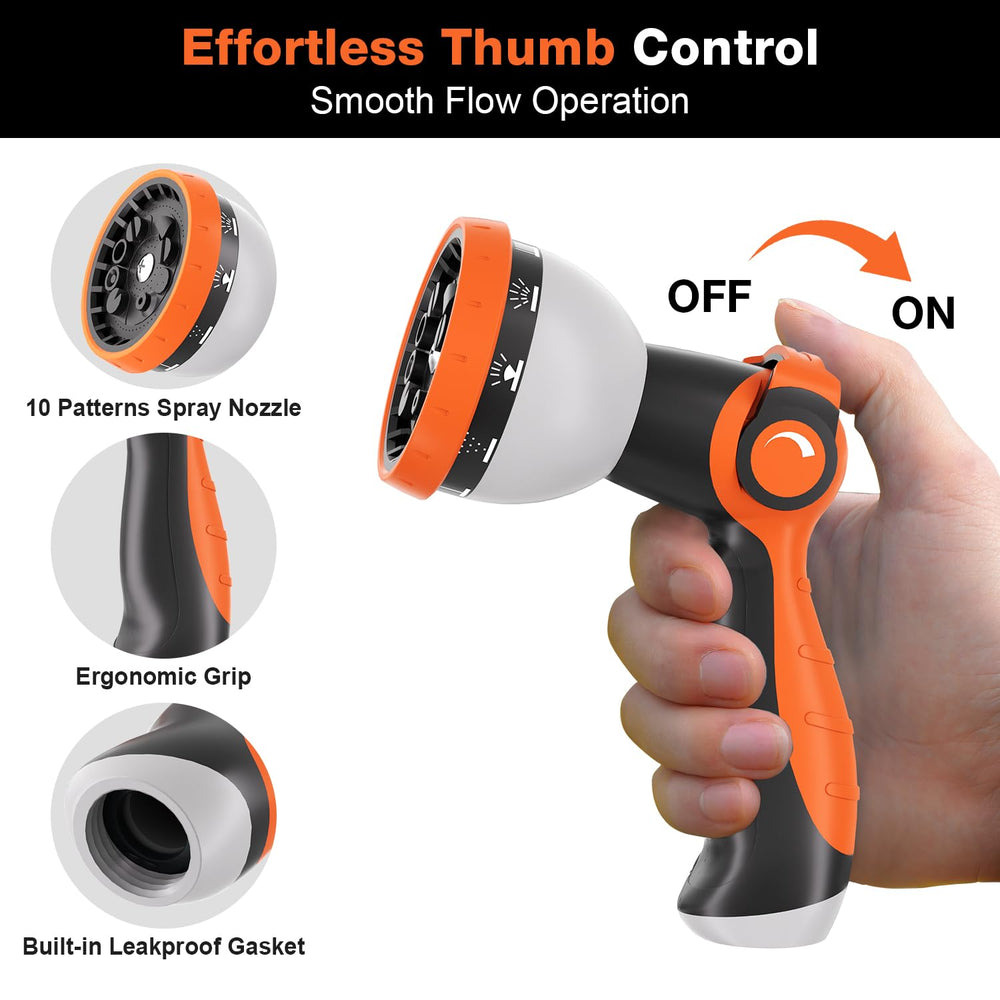 Besiter Garden Hose Nozzle showing 10 adjustable spray patterns