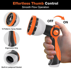 Besiter Garden Hose Nozzle showing 10 adjustable spray patterns