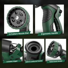 Besiter Garden Hose Nozzle showing 10 spray modes