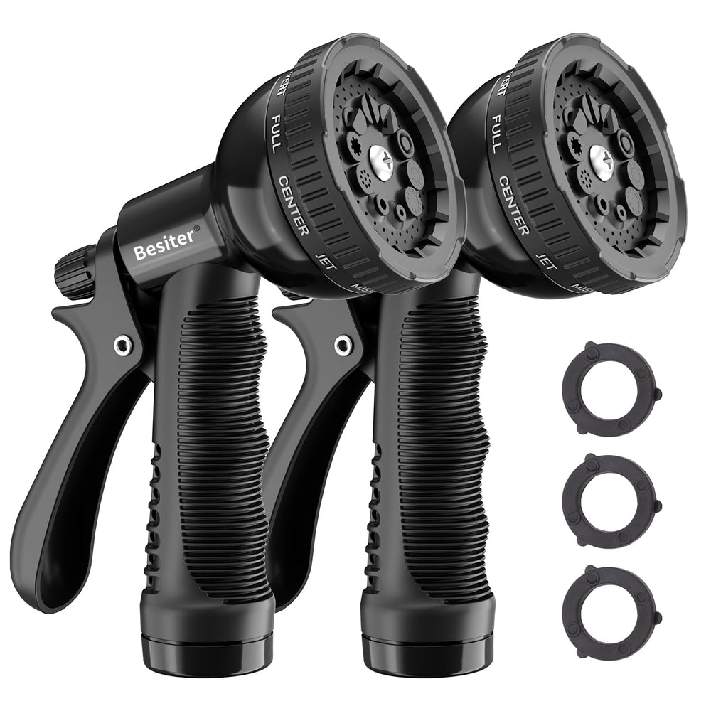 Besiter garden hose nozzle sprayer front view with ten spray patterns