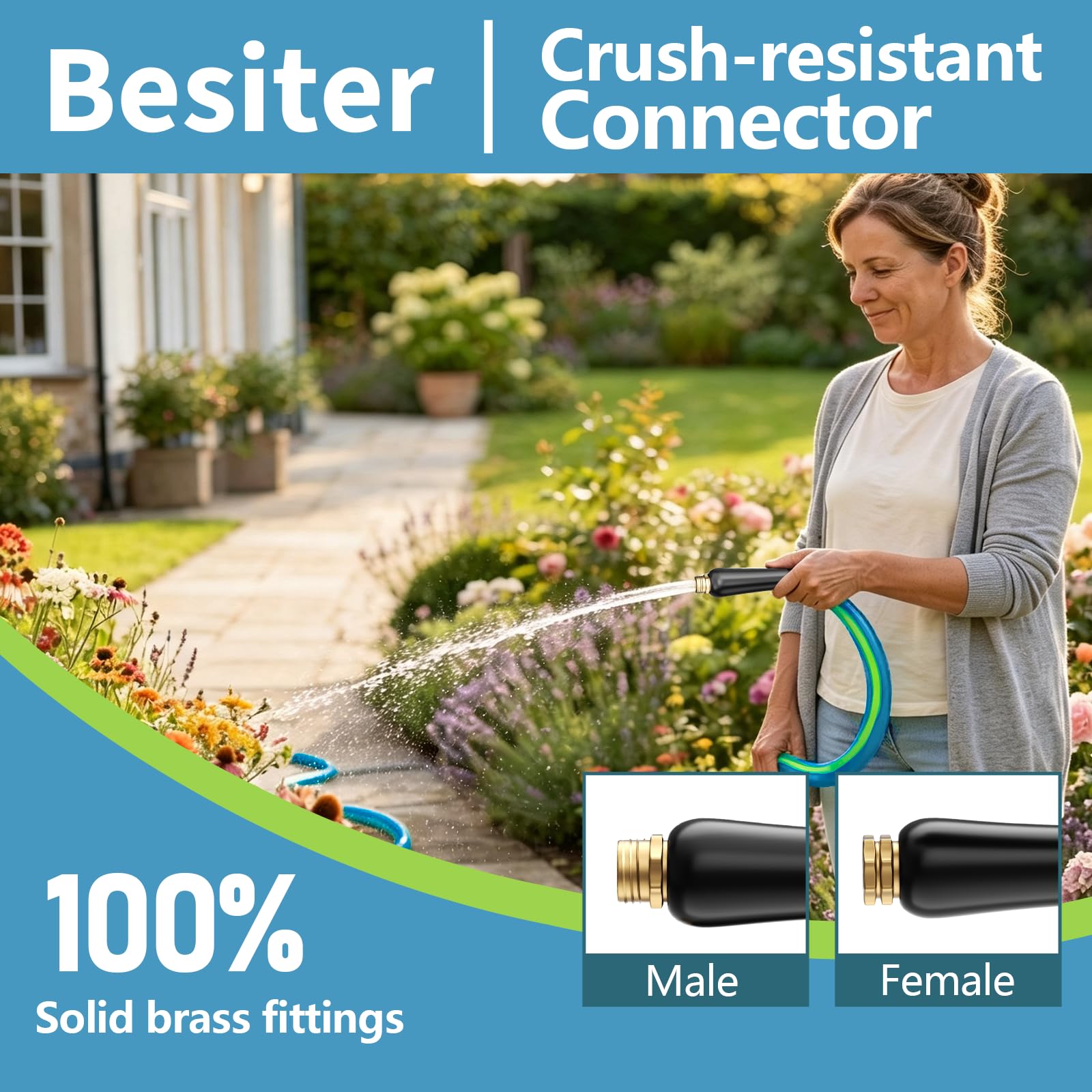 Besiter garden hose showing all-weather adaptability